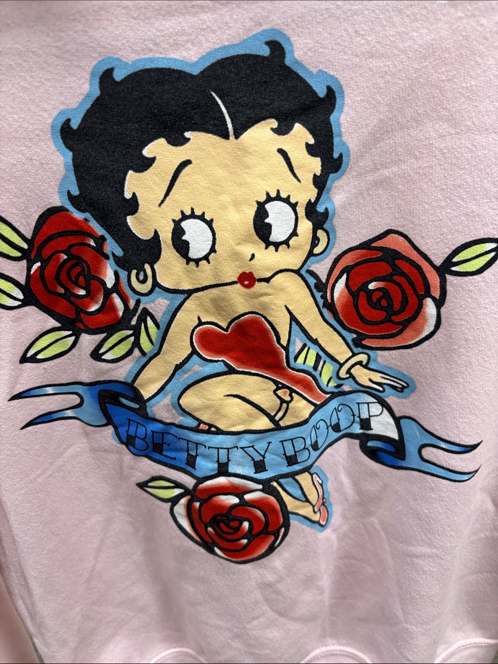 Betty Boop Pink Hoodie with Rose Graphic - Picture 4 of 5